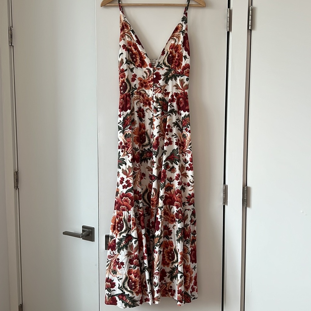 Abercrombie Button-Through Maxi Dress, small petite, white floral